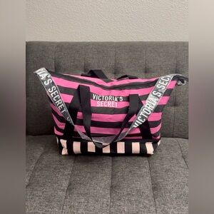 Victoria's Secret Pink and Black Striped Women's Bag